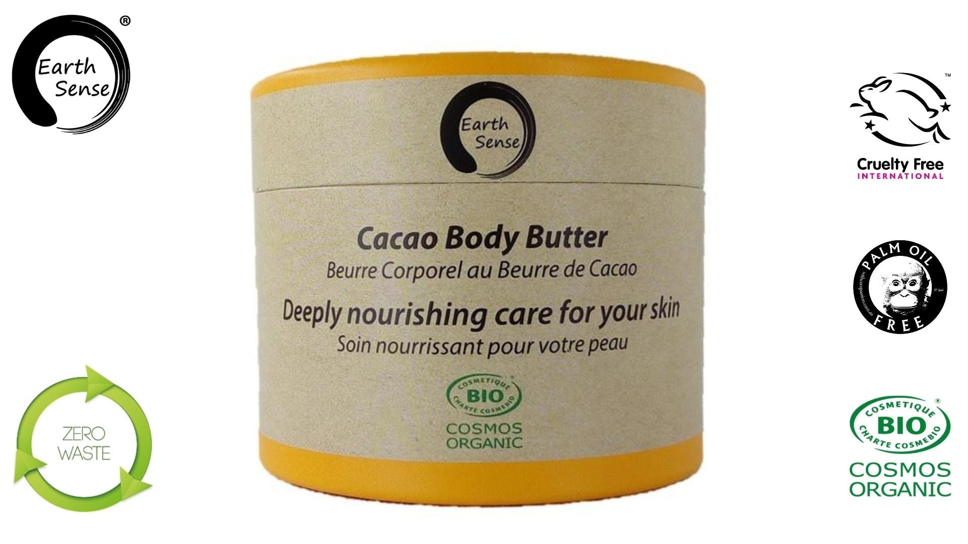 Beurre corporel au cacao bio 200 ml - 1 unité - Emballage 100 % papier recyclé